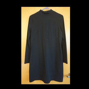 Everlane Cotton Mockneck Dress, Black, Medium